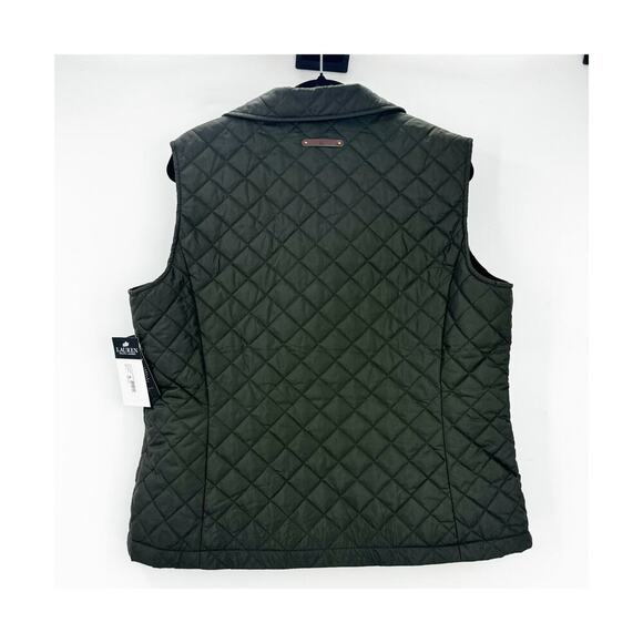 Lauren Ralph Lauren Crest-Patch Diamond Quilted Vest Olive Green Size XL NWT - Picture 6 of 13